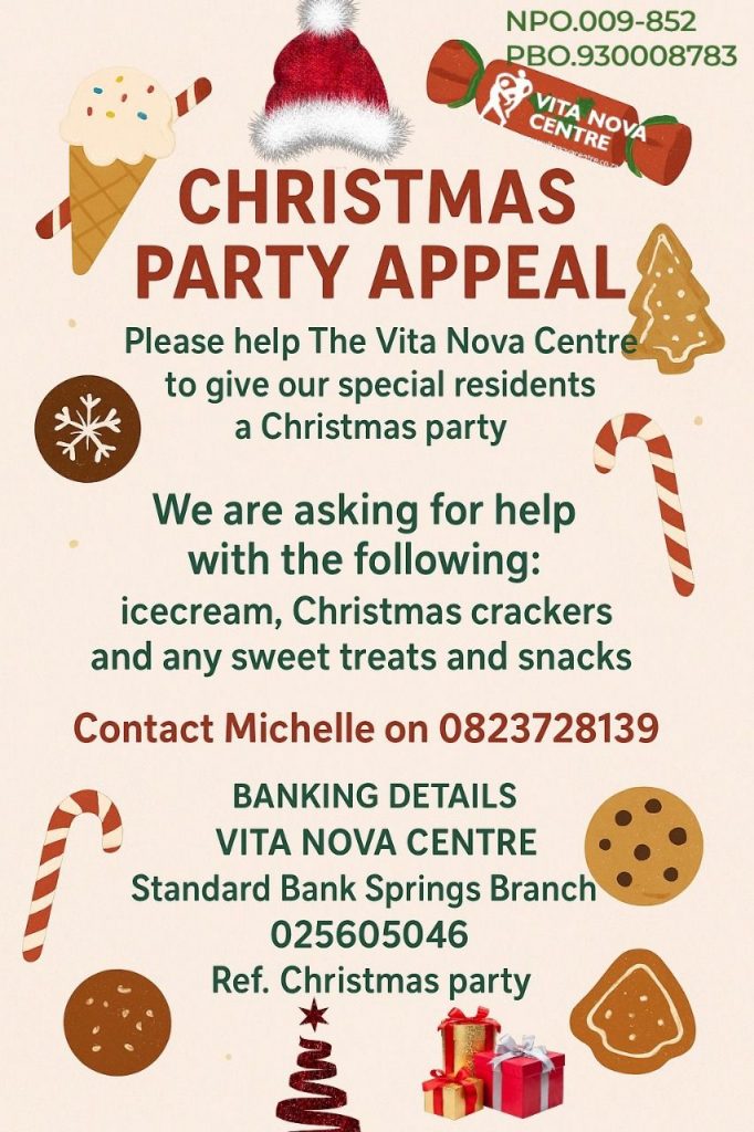 Christmas party appeal for the residents of Vita Nova Center