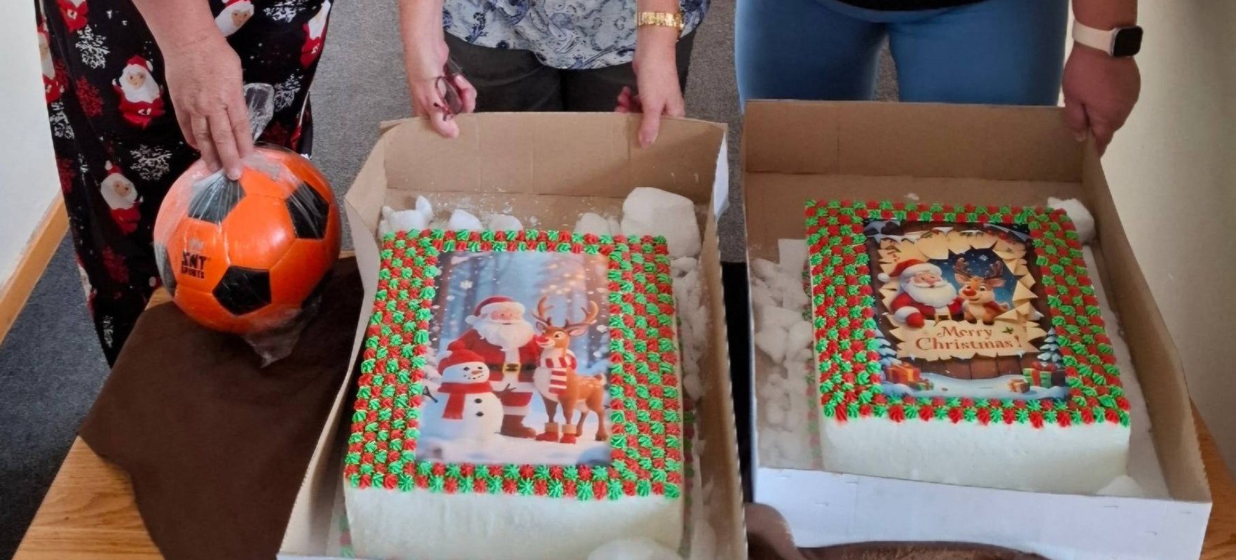 Ice-cream cakes and soccerball donated by Ginger Brown to Vita Nova