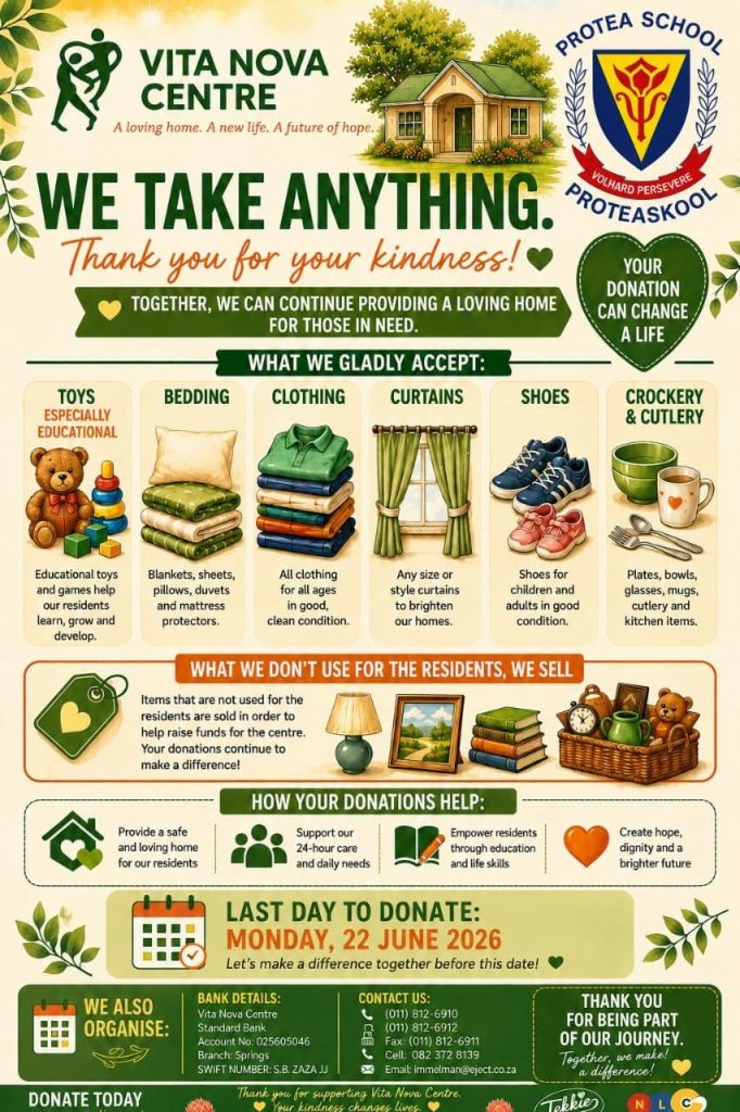 Vita Nova is asking for any assistance with donations